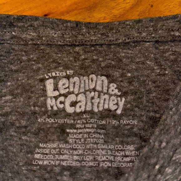 Vintage Lyrics by Lennon and McCartney XL. SS Tee. Intentional aged look. EUC - Picture 2 of 3